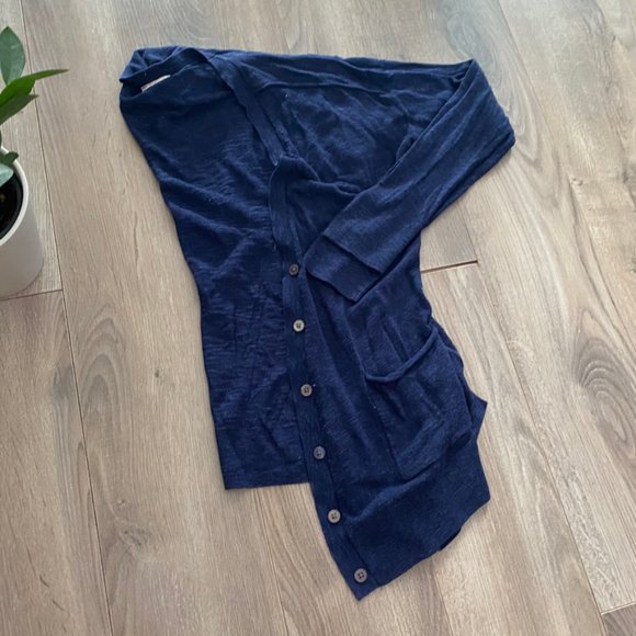 GAP Cropped Navy Long-Sleeve Cardigan - Picture 8 of 9